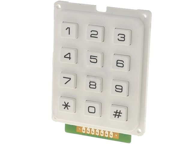 KLÁVESNICE 12-304BMP WB bílá, 12-ti tlačítková plastová klávesnice, znaky: 0,1,2,3,4,5,6,7,8,9,*,#.