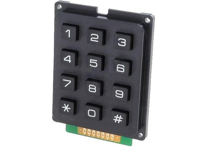 KLÁVESNICE 12-304BMP BW černá, 12-ti tlačítková plastová klávesnice, Znaky: 0,1,2,3,4,5,6,7,8,9,*,#.