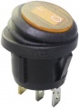 Kolébkový vypínač kulatý 1pol./3pin ON-OFF 250V/6A oranžový vodotěsný s doutnavkou