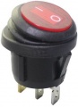 Kolébkový vypínač kulatý 1pol./3pin ON-OFF 250V/6A červený vodotěsný s doutnavkou