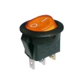 Kolébkový vypínač kulatý prosvětlený 2pol./3pin ON-OFF 250V/6A oranžový (žlutý)