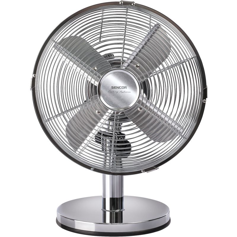 Kovový stolní ventilátor SENCOR SFE 2540SL průměr 25 cm, otočný, větrák, ventilace, velmi tichý a spolehlivý chod, stříbrná