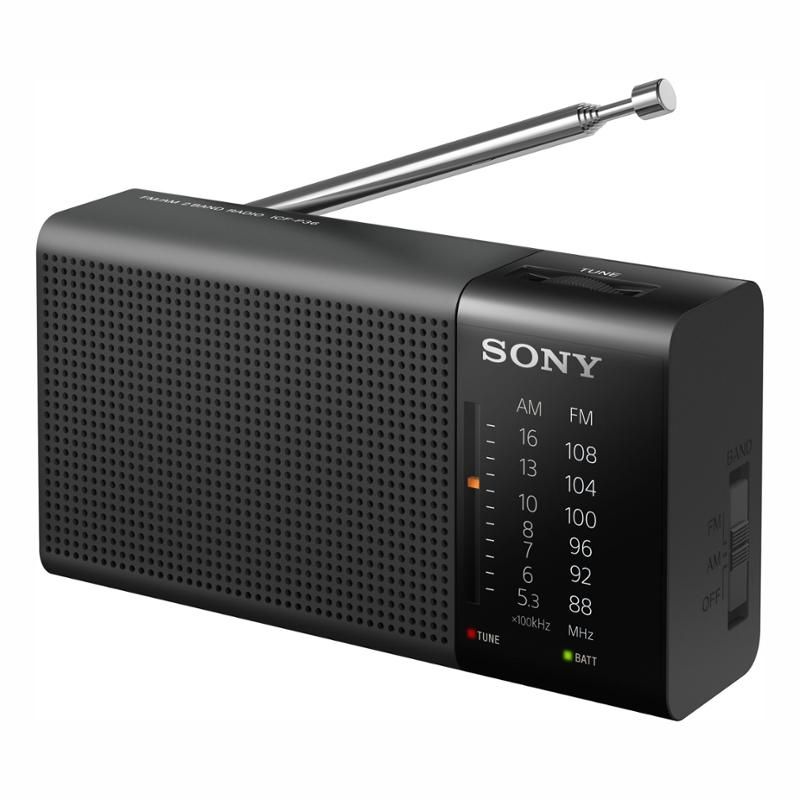 Rádio SONY ICF-P36 černý, kapesní, napájení baterie 2x AA tužková, AM/FM tunerem s velmi přehlednou indikací ladění