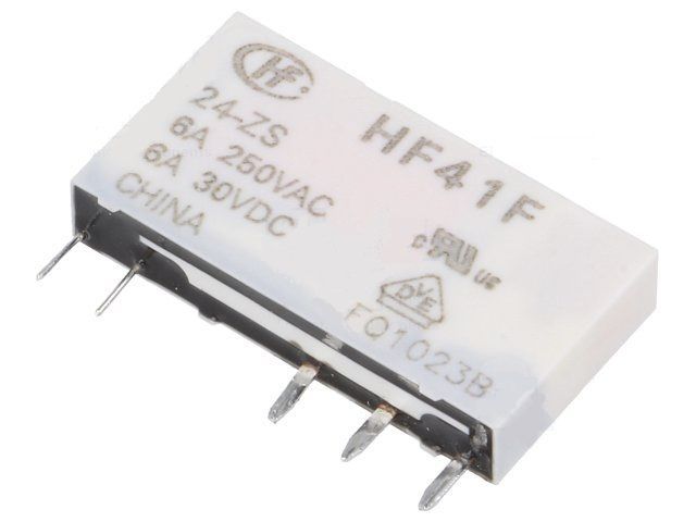 RELÉ HF41F/024-ZS, 1 x přepínací kontakt 6A, 24V DC uspořádání kontaktů