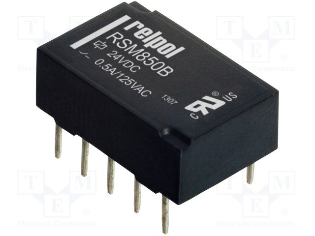 RELÉ RSM850B-1024, 1x přep.kontakt 0,5A/125VAC, cívka 24V DC bistabilní elektromagnetické