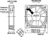 Ventilátor axiální DP201AT2122HBT, 230VAC, 120x120x25mm, 19W, 2150ot./min