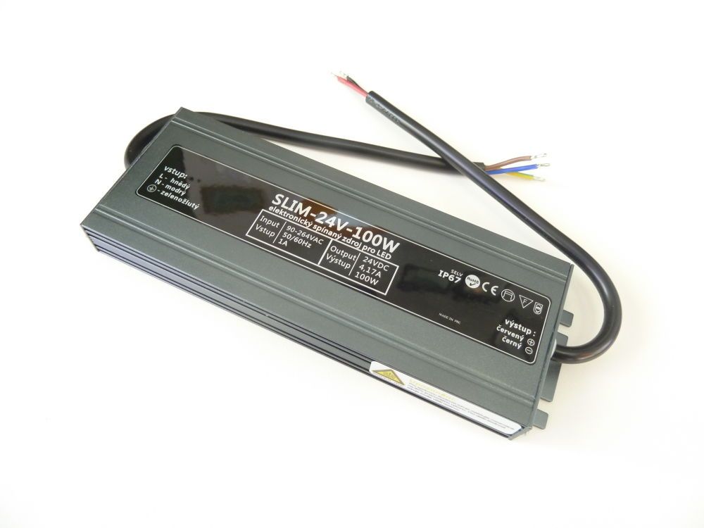 Zdroj spínaný SLIM pro LED pásky 24V/100W/4,17A voděodolný IP66