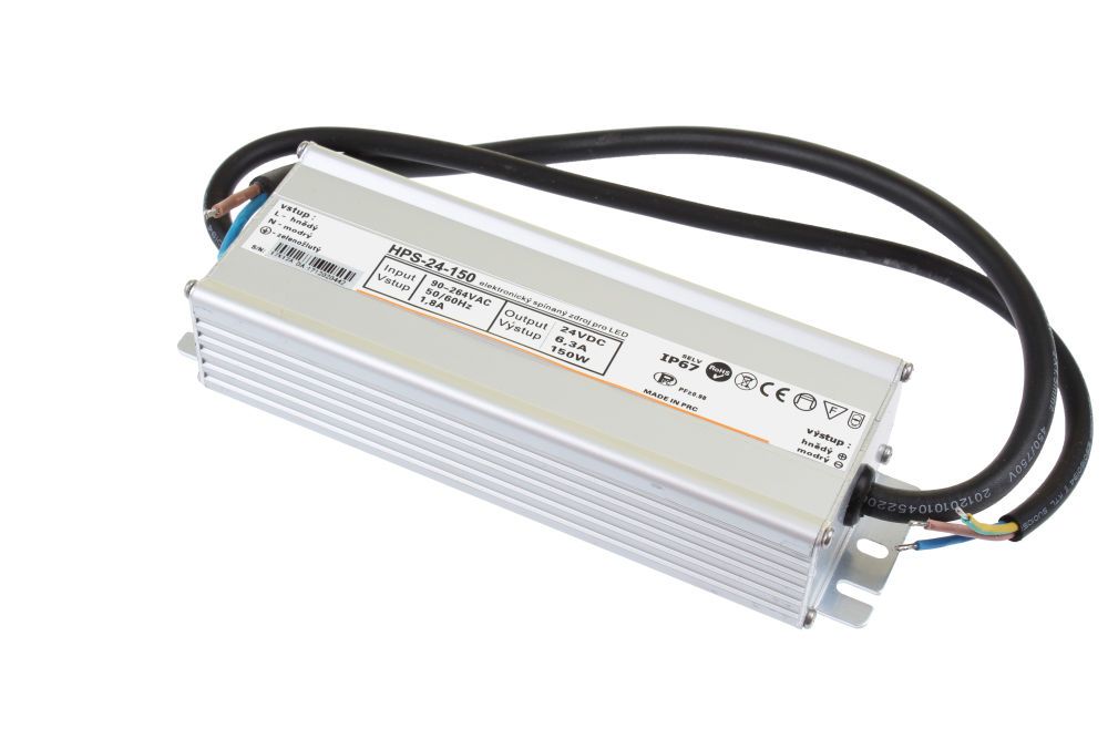 Zdroj spínaný pro LED pásky 24V/150W/6,3A voděodolný IP67