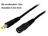 DC prodlužovací napájecí kabel s konektory @ 2,1/5,5mm, délka 1,8m TYP-3