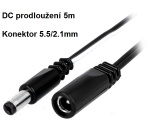 DC prodlužovací napájecí kabel s konektory @ 2,1/5,5mm, délka 5m TYP-3 500cm