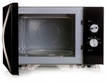 Mikrovlnná trouba DOMO DO2431, objem 30L, výkon 900W, manuální analogové ovládání, talíř o průměru 31,5 cm, černá / nerez