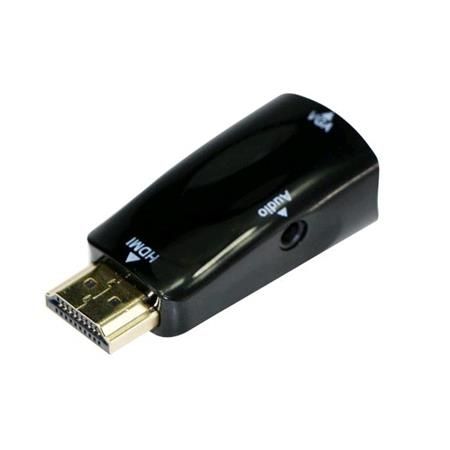 Redukce HDMI Adaptér HDMI-A Male samec > VGA Female samice 15 pin, Compact HDMI to VGA converter, + Audio Jack 3,5 mm stereo