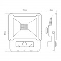Reflektor LED venkovní s PIR čidlem, senzorem 30W, 4000 K - denní bílá, 2400lm, AC 230V, IDEO, AC 230V, černý