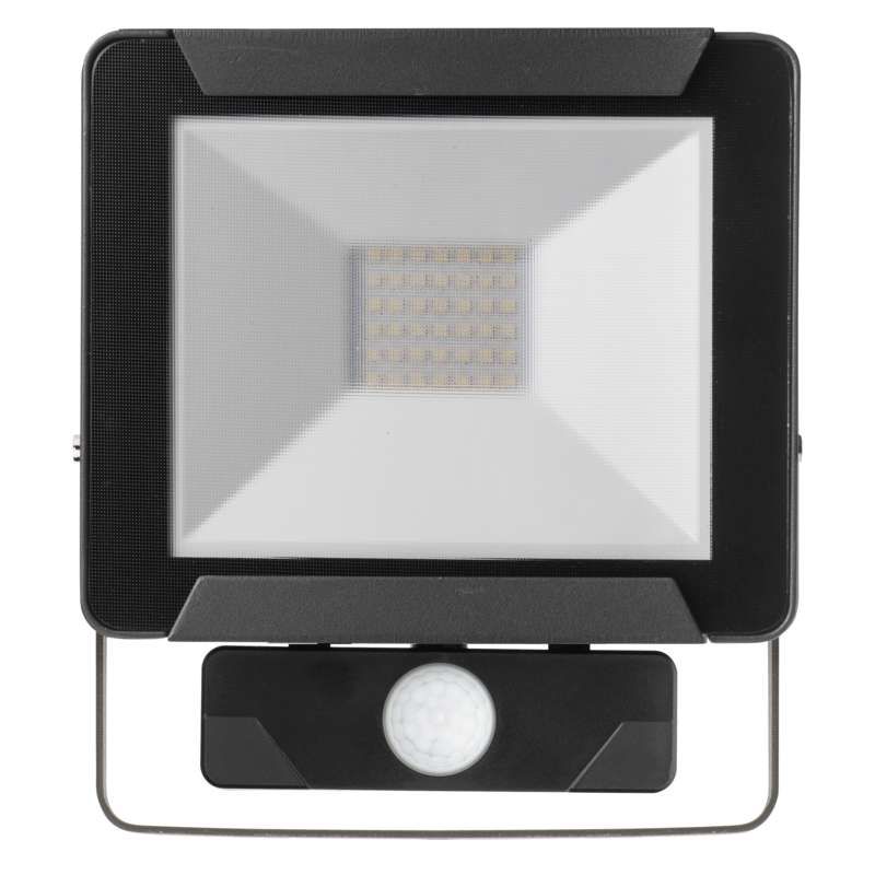 Reflektor LED venkovní s PIR čidlem, senzorem 30W, 4000 K - denní bílá, 2400lm, AC 230V, IDEO, AC 230V, černý