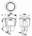 Kolébkový vypínač kulatý 2pol./4pin ON-OFF 10A/250VAC IP65, DPST (2x spínací kontakt)