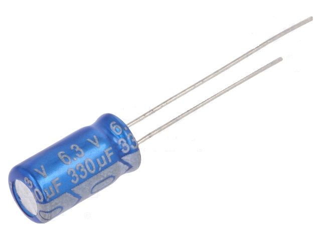 Kondenzátor elektrolytický 330M/6,3V 105°C (6,3x11,5mm) radiální