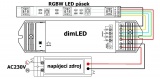 Přijímač dimLED PR RGBW2 pro RGBW pásky 12-36V, 4x5A na kanál, regulace jasu a barev