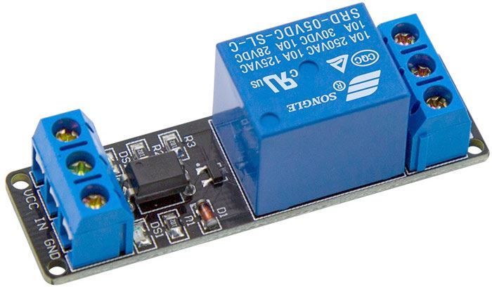 Modul relé 1x 5V s optočlenem pro Arduino, Kontakty relé 250VAC/10A.