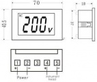 Panelové měřidlo ampérmetr LCD 100A, 70x40x25mm,napájení 6-12Vss, včetně bočníku 100A/100mV