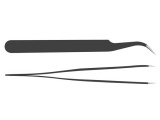 Pinzeta VTTW11 zahnutá, ostrá, antistatická ocel, délka 122mm, černá