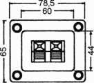 Repro terminál svorka TER-2B, pro reprobox, na vodič lanko, s osazením + díry, černá/červená