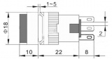 Tlačítko AD16 spínací/rozpínací bez aretace, 250VAC/5A, 30VDC/3A, podsvícení LED 5-15VDC červené, otvor@ 16mm