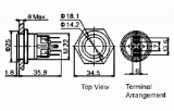 Tlačítko R2212-B, OFF-(ON) nebo ON-(OFF) 3A/220 VAC, 5A/24VDC, modré prosvětlení LED 12VDC, antivandal, krytí IP65