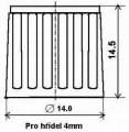 Plastový přístrojový knoflík K1404 pro hřídel @4mm, rozměry@14x15mm s šipkou okrový