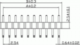 ASL040DWG 2-řadá úhlová 90° jumperová lišta 40 pin lámací, zlacená 2,54mm
