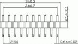 ASL080DWG 2-řadá úhlová 90° jumperová lišta 80 pin lámací, zlacená 2,54mm