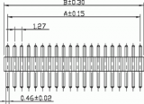 ASL040G-1,27 1-řadá přímá jumperová lišta 40 pin, zlacená, RM 1,27mm