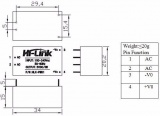 Napájecí spínaný zdroj HLK-PM12, 100-240VAC/12VDC/0,25A/3W do plošného spoje