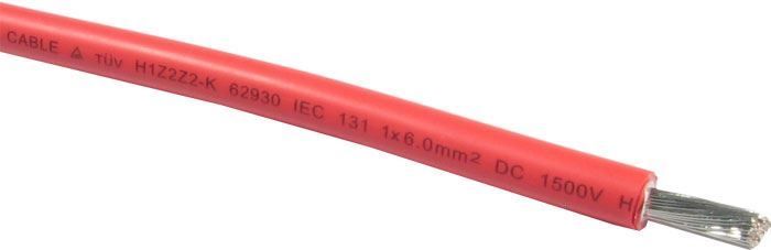 Solární kabel @6mm2, pro solární aplikace odolný-červený, metráž 1m