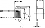 Bzučák elektromagnetický HF30 napětí 2,3V - 9V DC, tón bzučivý, vibrující, s napájecím kabelem, s přírubou, malý rozměr 22.7 x 16.6 x 15.6mm, nepřetržitý, výkon 75dB, Kmitočet 400Hz, elektroakustický