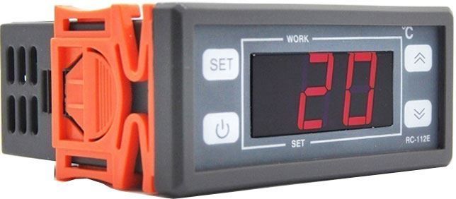 Digitální termostat RC-112E, -40° až +99°C, napájení 230VAC, modul. Přepínací kontakt relé: 250VAC 10A (odporová zátěž)