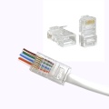 Konektor RJ45 8P8C-VK  CAT6, 8-pinů lisovací na kulatý kabel LAN, UTP, PC síťový, Pro kulaté kabely (licna)