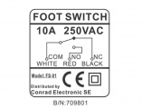 Nožní spínač, TRU COMPONENTS FS-01, nožní/ruční tlačítko, 250 V/AC, 10 A, 1 pedál, 1 ks, náhradní vypínač, spínač