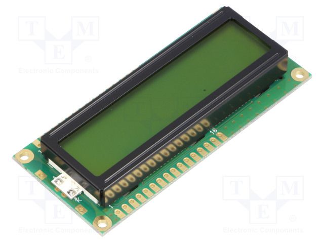 Alfanumerický podsvětlený LCD displej NPC1602LRU-GWB-H, 16x2; 80x36x12,7mm POWERTIP