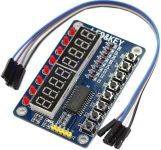 Ovládací panel TM4638 pro Arduino. 8× displej, 8× LED, 8× tlačítko