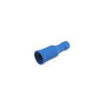 Zdířka faston kruhová @4mm na vodič 1.5-2.5mm s modrým plastovým límcem 