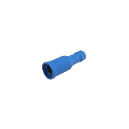 Zdířka faston kruhová @4mm na vodič 1.5-2.5mm s modrým plastovým límcem