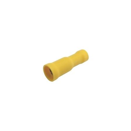 Zdířka faston kruhová @5mm na vodič 4-6,0mm s žlutým plastovým límcem