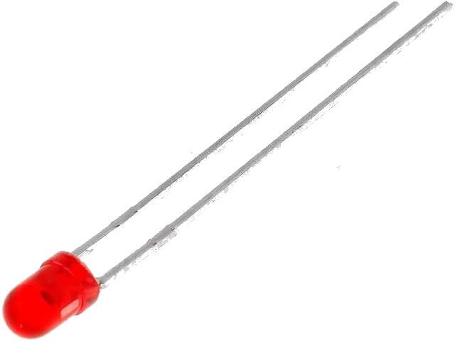 LED dioda 3mm červená 625nm rozptylná 60° 3mcd 2mA