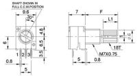 Logaritmický uhlíkový potenciometr 50K/G, hřídel @6x15mm