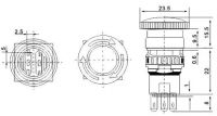 Bezpečnostní tlačítkový spínač 16-11SR OFF-ON 250V/3A přepínač kulatý s aretací CENTRAL STOP červené, do otvoru @16mm