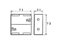 Držák baterií, pouzdro baterie 2xUM1L (D, R20) velký monočlánek. Vývody: kontakt na klips.