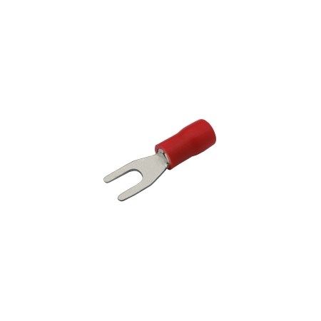 Kabelová vidlička izolovaná @3.2mm, vodič 0.5-1.5mm červená, PVC