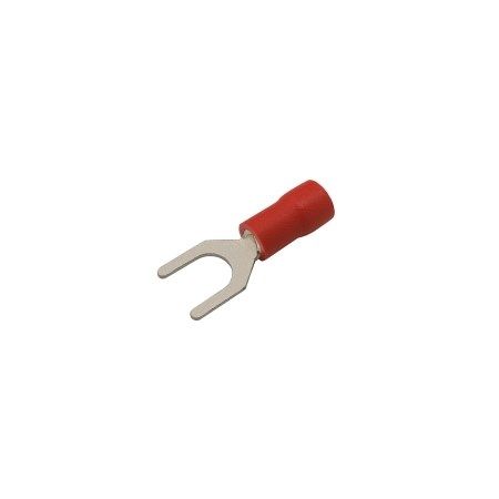 Kabelová vidlička izolovaná @5,3mm, vodič 0.5-1.5mm červená, PVC