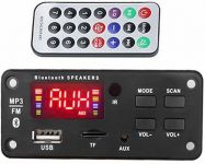 Modul do panelu MP3 s FM rádiem + Bluethoth 5.0, slot na micro SD kartu 16GB, USB+dálkové ovládání, napájení 5Vss, <250mA