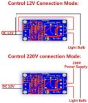 Sestavený modul Světlocitlivý FOTO senzor s relé, Kontakty NO+NC 250VAC/10A, Napájení 12VDC